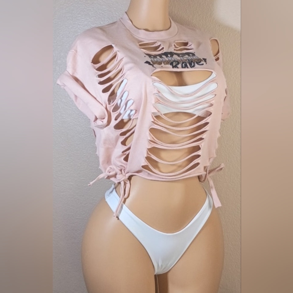 Edgy Pink Custom Betty Boop Graphic Crop Top - Picture 3 of 7